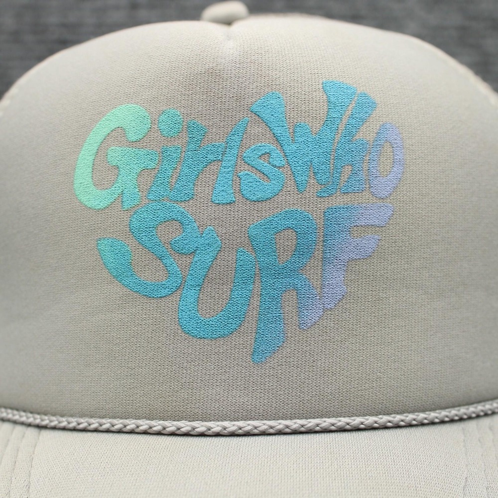 Girls Who Surf Hat Cap Foam Snapback Rope Trucker Gray Beach Surfboard Womens - Picture 2 of 10